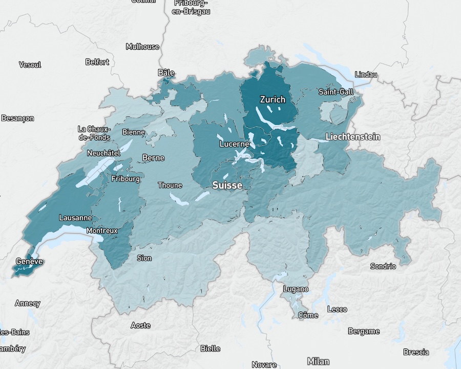 Carte des prix de l’immobilier de la Suisse